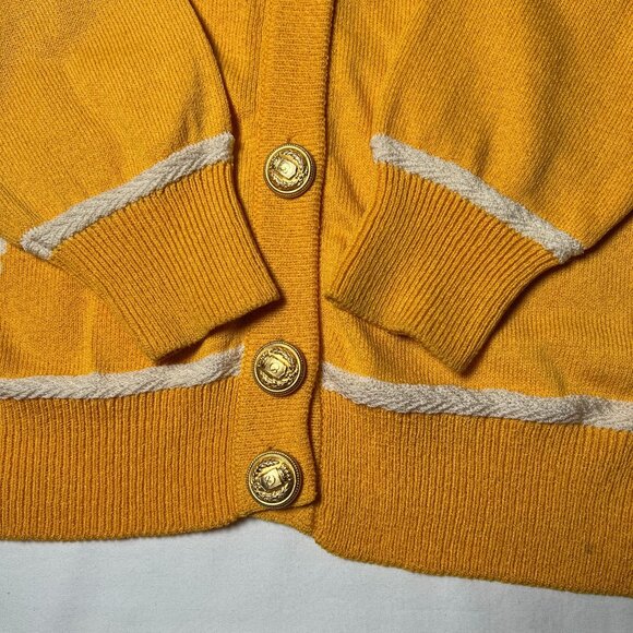 St John Collection by Marie Gray Yellow Nautical Flag Knit Cardigan Sweater S - Picture 10 of 13